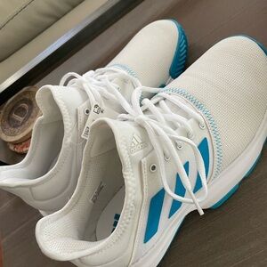 Adidas GameCourt White and Blue Tennis Shoes